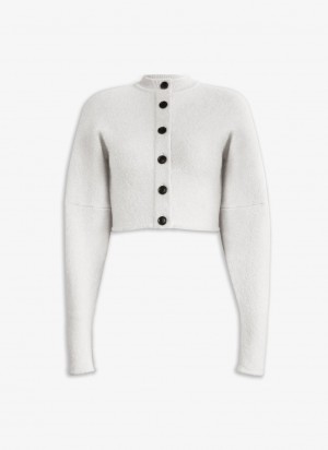 Alaia Alpaca Cropped Cardigan Westen Damen Weiß Österreich | F0U-1459