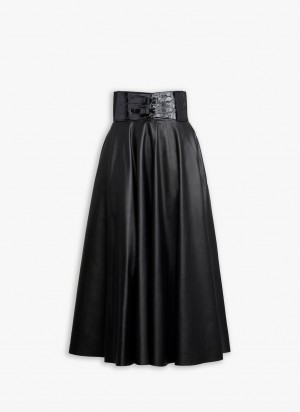 Alaia Belted Lambskin Röcke Damen Schwarz Österreich | A0A-6546