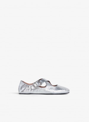 Alaia Criss Cross Ballet Ballerinas Damen Silber Österreich | M3B-1158