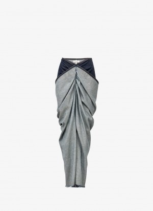 Alaia Draped Denim Röcke Damen Blau Österreich | U7W-2059