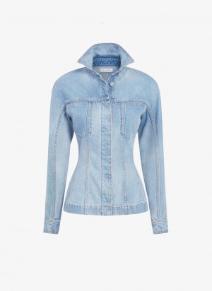 Alaia Fitted Denim Jacken Damen Blau Österreich | J8R-3007