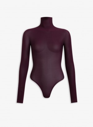 Alaia High Neck Jersey Body Bodys Damen Bordeaux Österreich | U5Y-0256