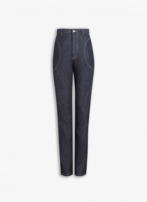 Alaia Highwaist Denim Hose Damen Blau Österreich | M1L-8349