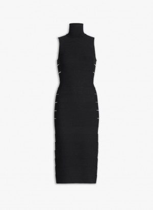 Alaia Knit Band Kleid Damen Schwarz Österreich | T5V-5667