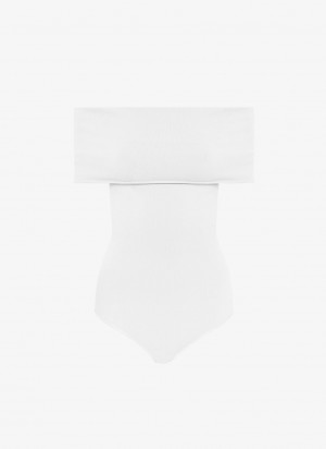 Alaia Off-shoulder Body Bodys Damen Weiß Österreich | A1B-6452