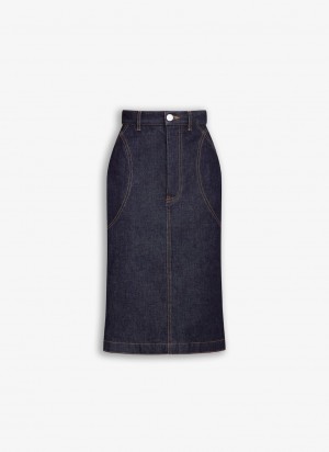 Alaia Pencil Denim Röcke Damen Blau Österreich | C8Q-7212