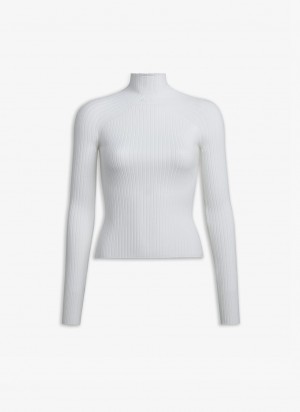 Alaia Rib Knit Jumper Pullover Damen Weiß Österreich | I8T-1038