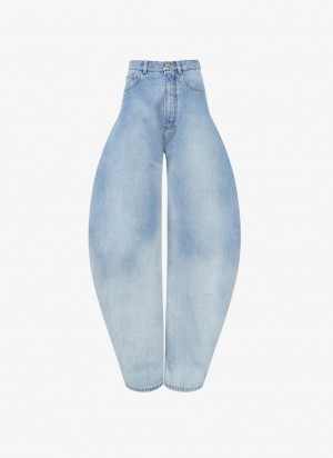 Alaia Round Denim Hose Damen Blau Österreich | H3H-6631