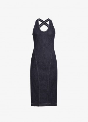 Alaia Sculpting Denim Kleid Damen Blau Österreich | I2M-9870