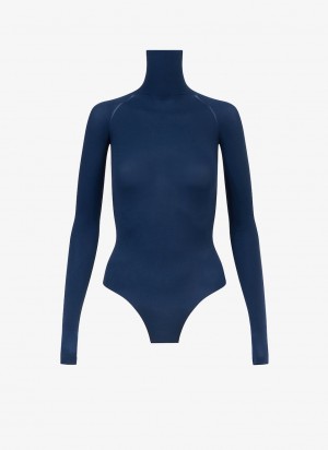 Alaia Second Skin Knit Body Bodys Damen Blau Österreich | E7H-8637