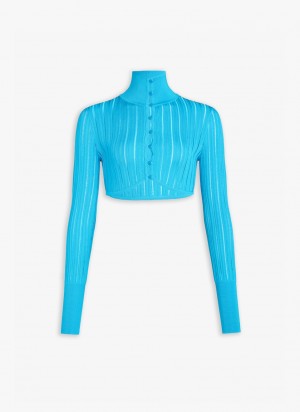 Alaia Shiny Crinoline Cardigan Westen Damen Blau Österreich | A8X-6322