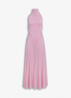 Alaia Shiny Flared Kleid Damen Rosa Österreich | Q9G-8693