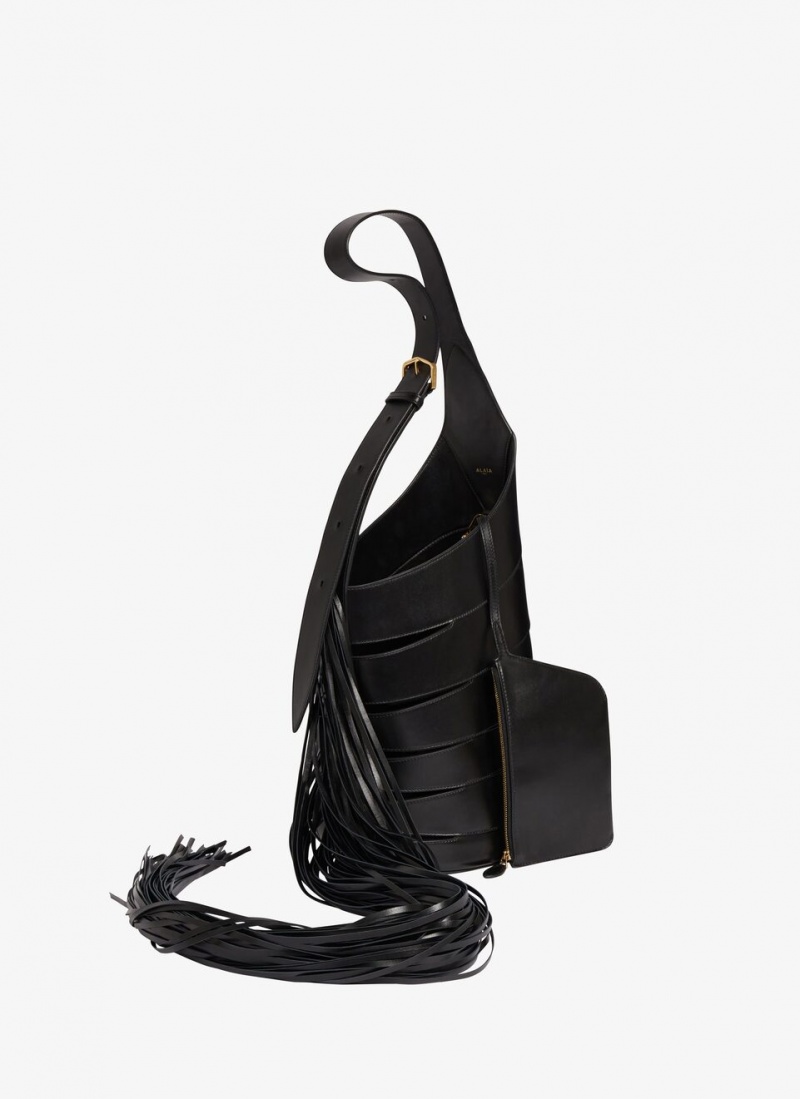 Alaia Babel With Fringes Medium Schultertasche Damen Schwarz Österreich | M2K-0468