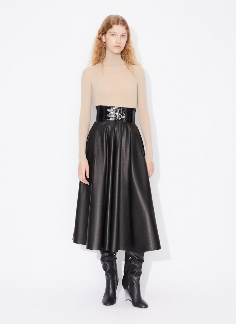 Alaia Belted Lambskin Röcke Damen Schwarz Österreich | A0A-6546