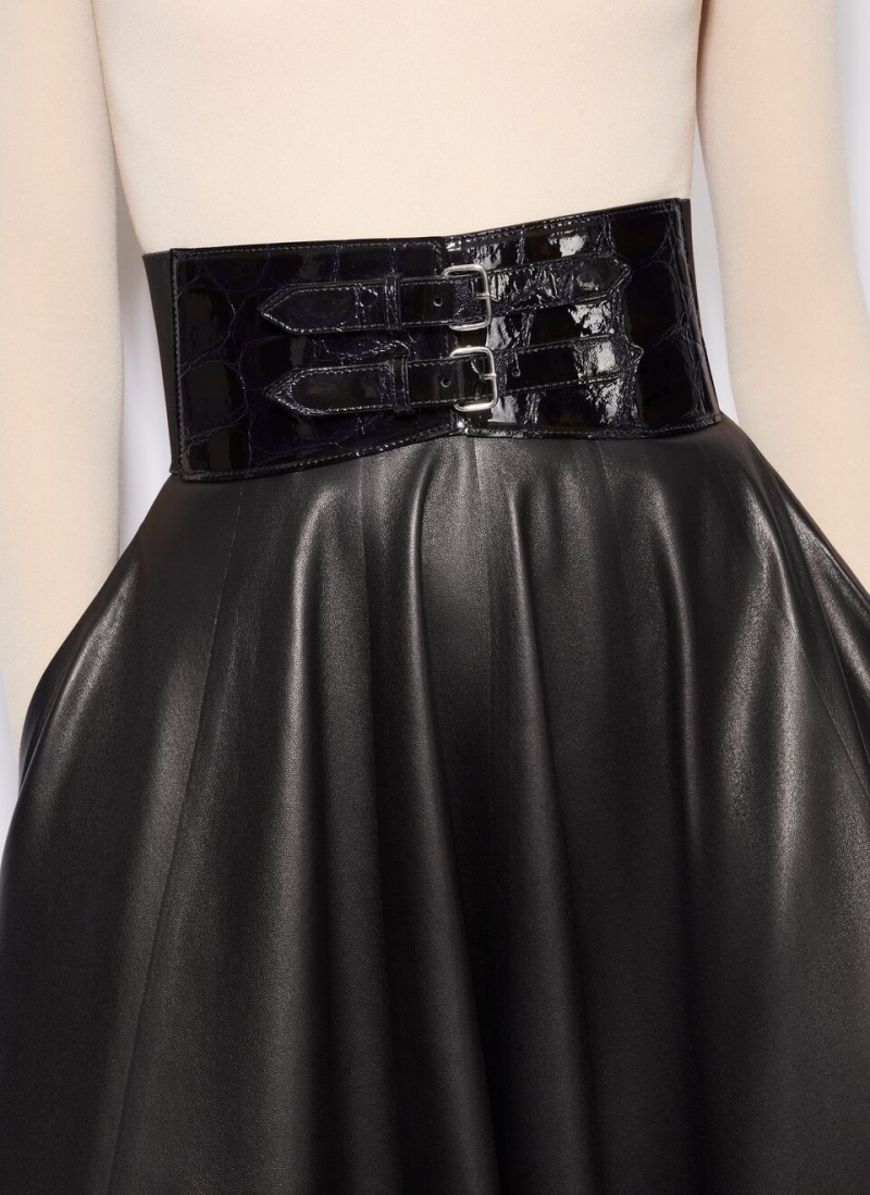 Alaia Belted Lambskin Röcke Damen Schwarz Österreich | A0A-6546