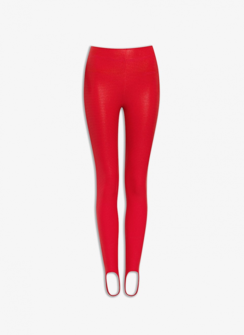 Alaia Coated Leggings Damen Rot Österreich | L6F-8263