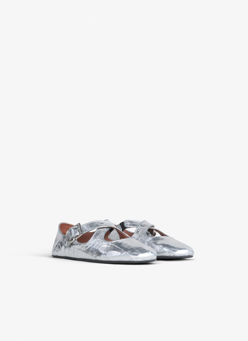 Alaia Criss Cross Ballet Ballerinas Damen Silber Österreich | M3B-1158