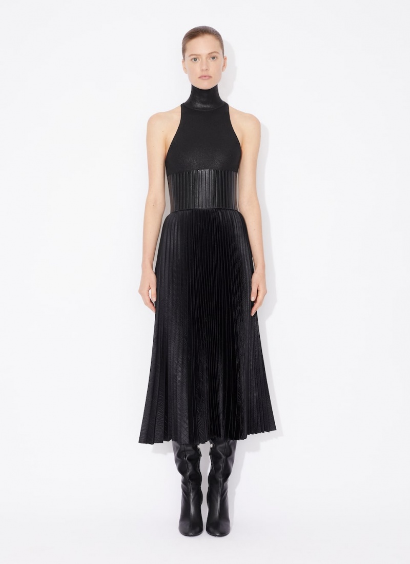 Alaia Crocodile Satin Midi Röcke Damen Schwarz Österreich | H8N-8528