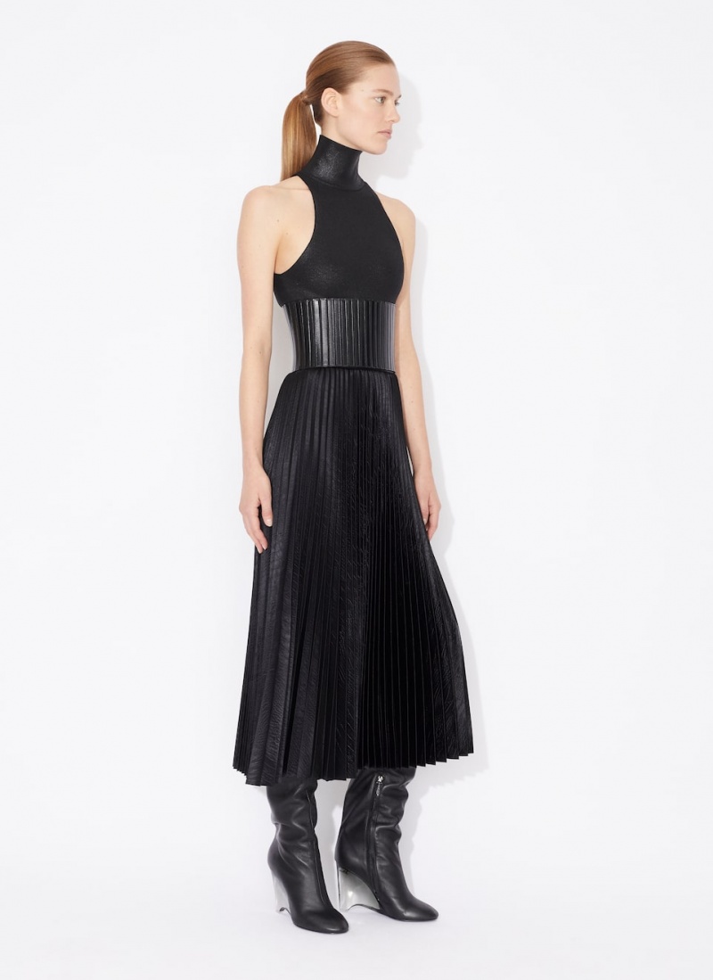 Alaia Crocodile Satin Midi Röcke Damen Schwarz Österreich | H8N-8528