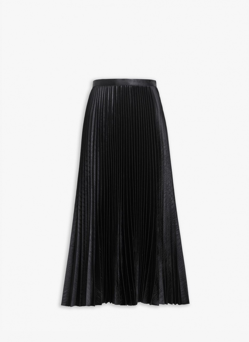 Alaia Crocodile Satin Midi Röcke Damen Schwarz Österreich | H8N-8528