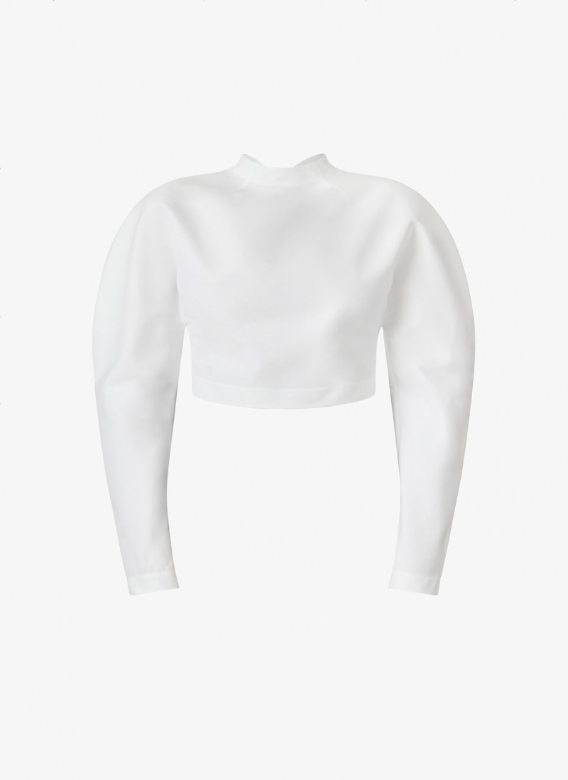 Alaia Cropped Poplin Oberteile Damen Weiß Österreich | M5D-5701