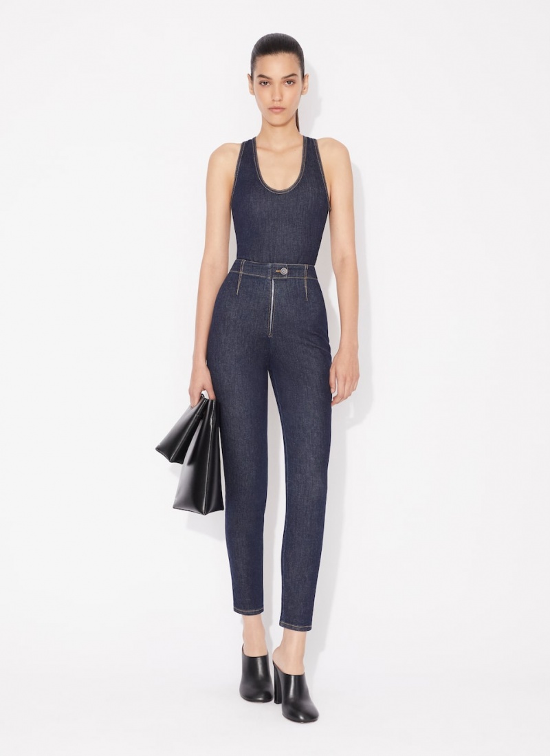 Alaia Denim Crossback Body Bodys Damen Blau Österreich | X8E-9818