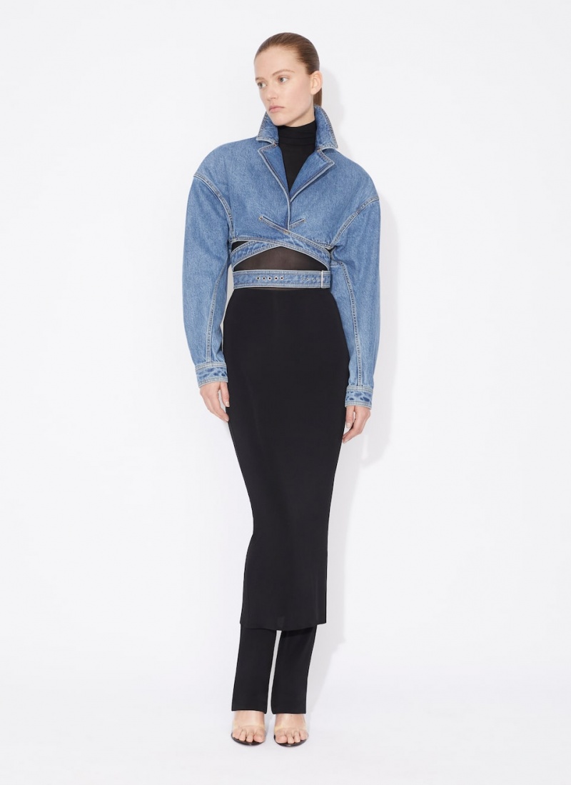 Alaia Denim Cross-over Jacken Damen Blau Österreich | E3K-0854