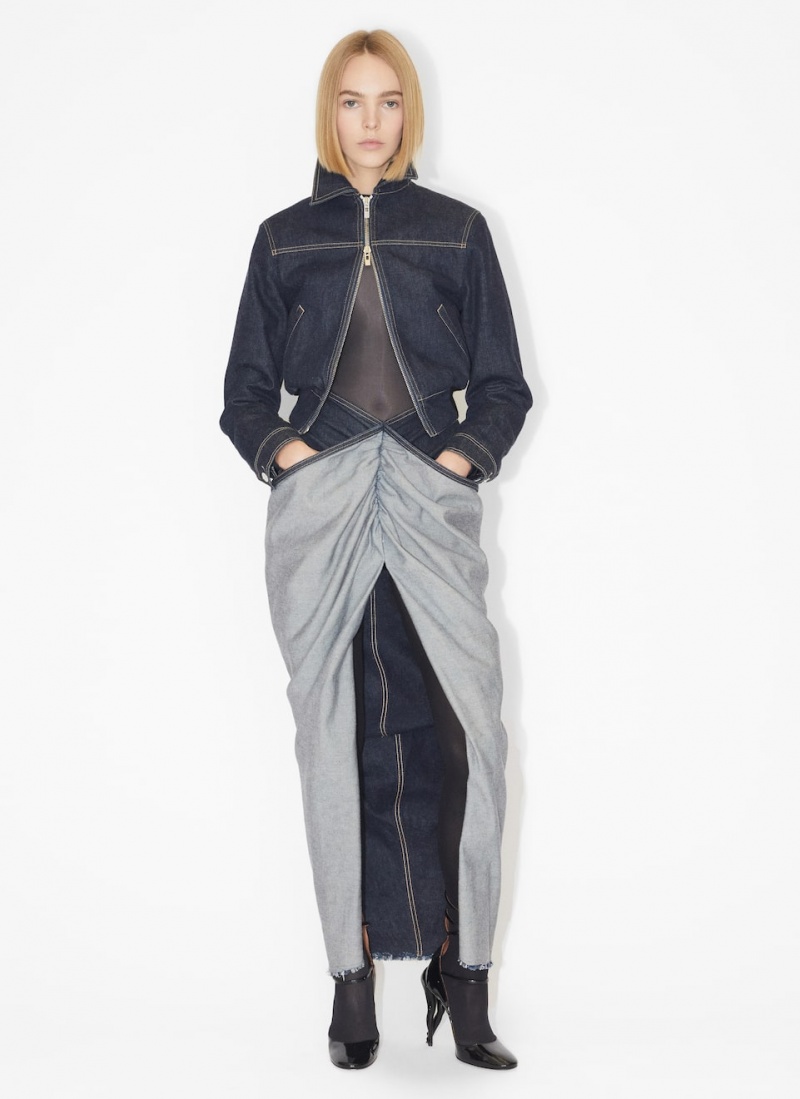 Alaia Draped Denim Röcke Damen Blau Österreich | E0O-6100