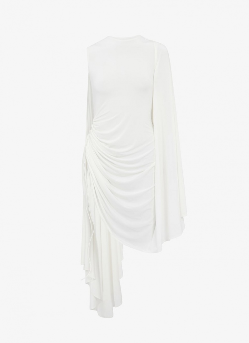 Alaia Draped Fluid Jersey Kleid Damen Weiß Österreich | U3Z-9960