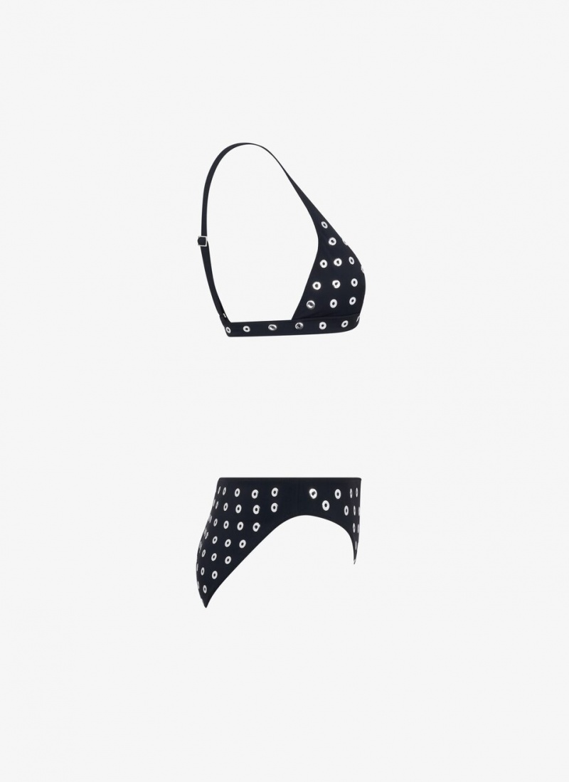 Alaia Eyelet Bikini Bademode Damen Schwarz Österreich | Q2V-8580