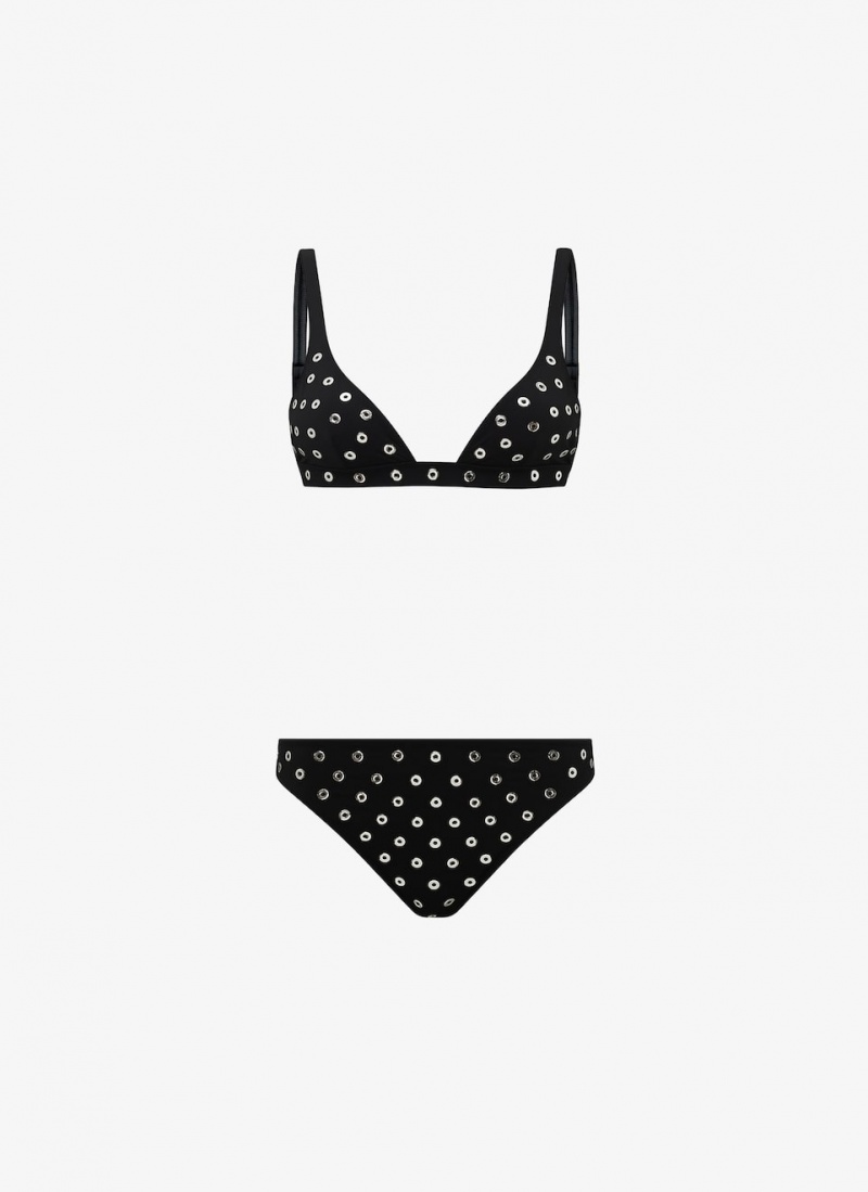 Alaia Eyelet Bikini Bademode Damen Schwarz Österreich | Q2V-8580