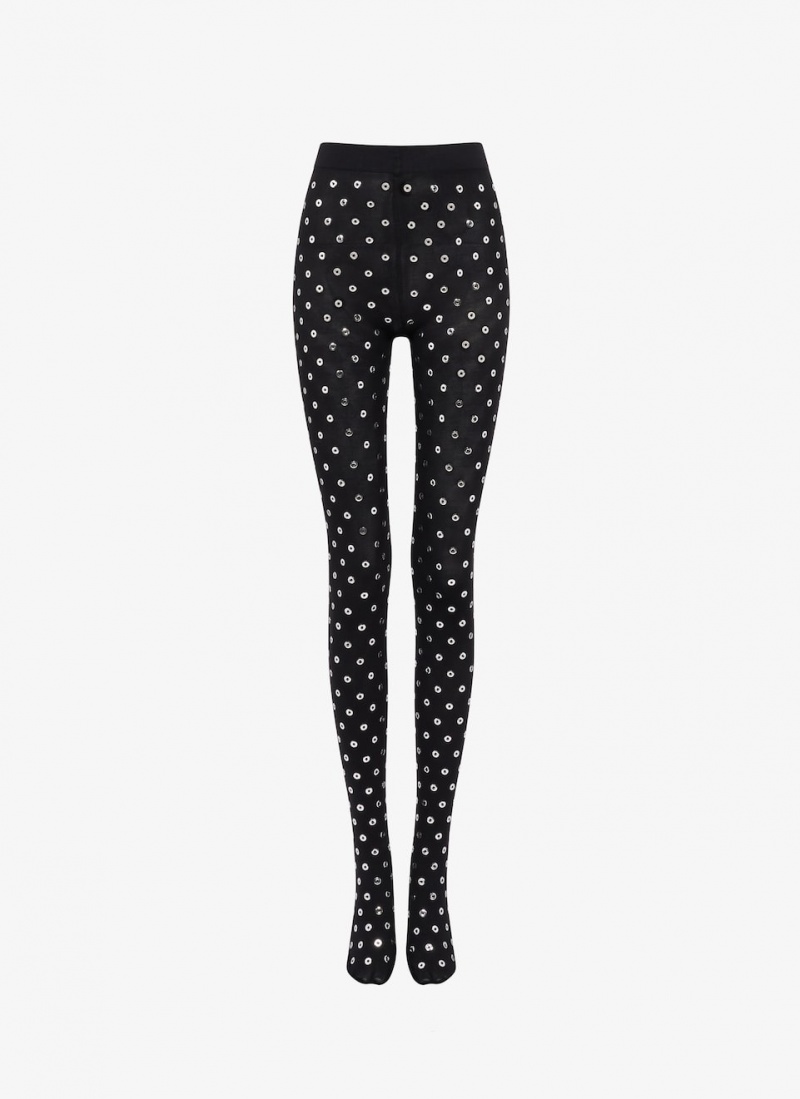 Alaia Eyelet Tights Leggings Damen Schwarz Österreich | M2X-5189