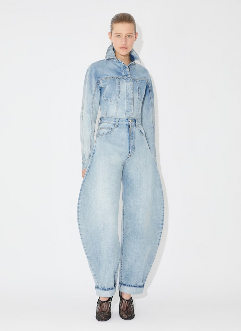 Alaia Fitted Denim Jacken Damen Blau Österreich | J8R-3007