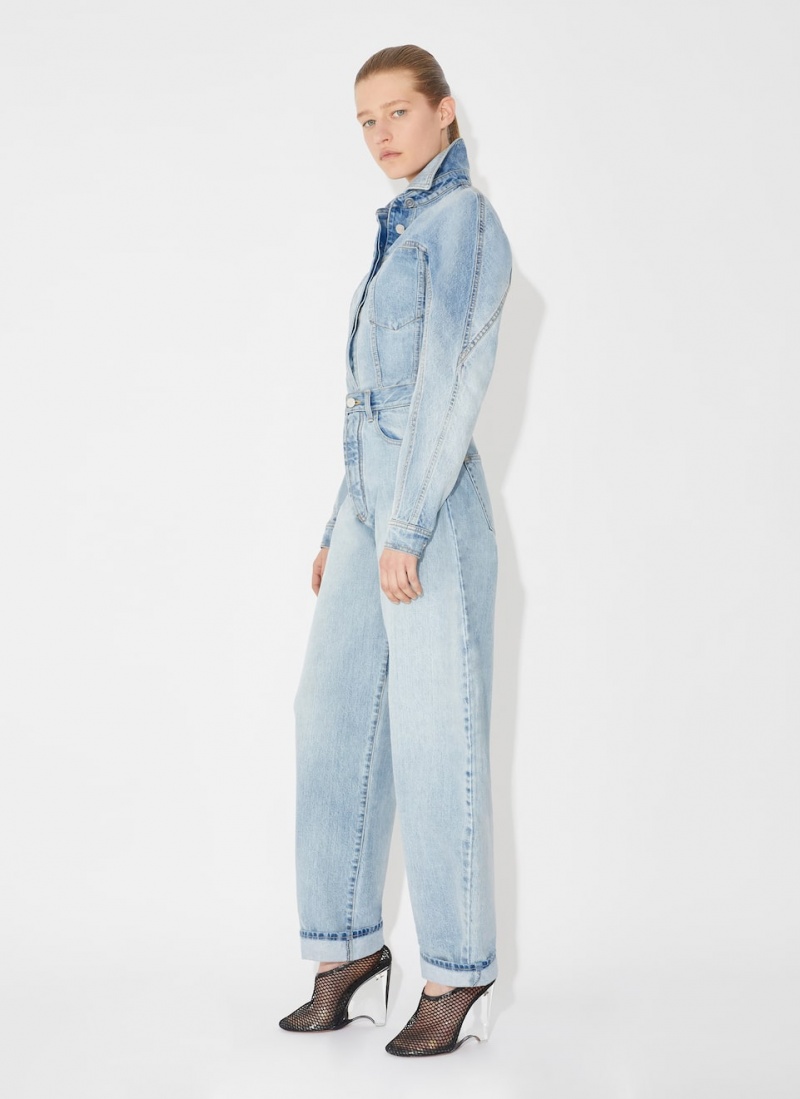 Alaia Fitted Denim Jacken Damen Blau Österreich | J8R-3007