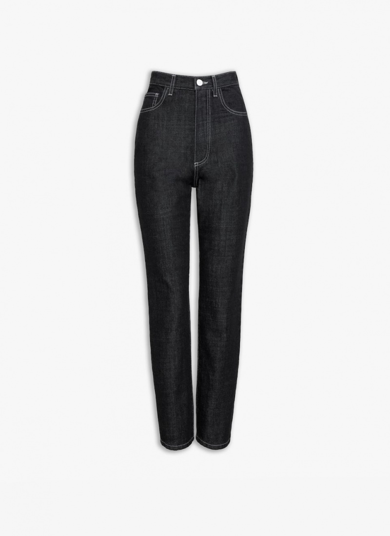 Alaia High Taille Denim Hose Damen Schwarz Österreich | T1T-3376