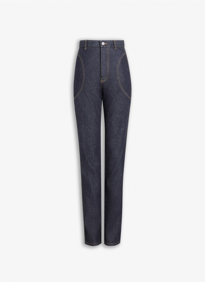 Alaia Highwaist Denim Hose Damen Blau Österreich | F9Q-4115