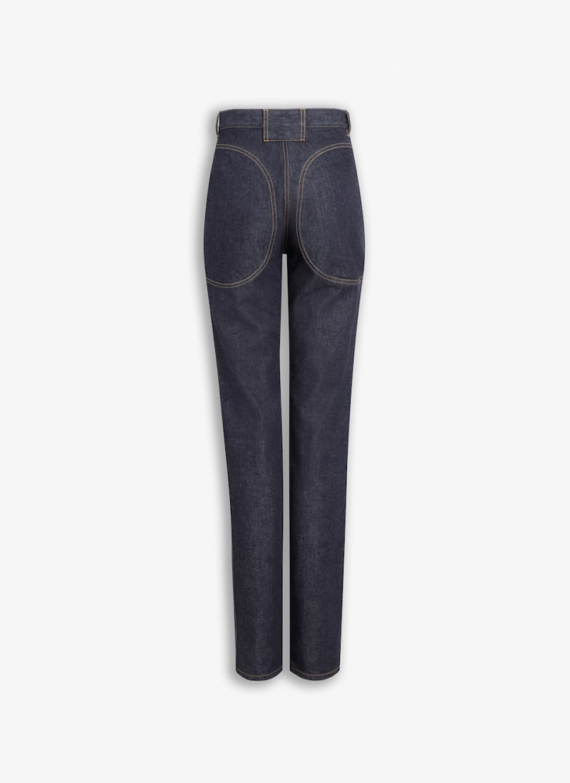 Alaia Highwaist Denim Hose Damen Blau Österreich | M1L-8349