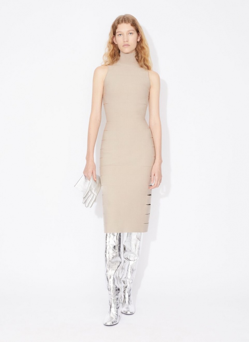 Alaia Knit Band Kleid Damen Nude Österreich | E3J-5160