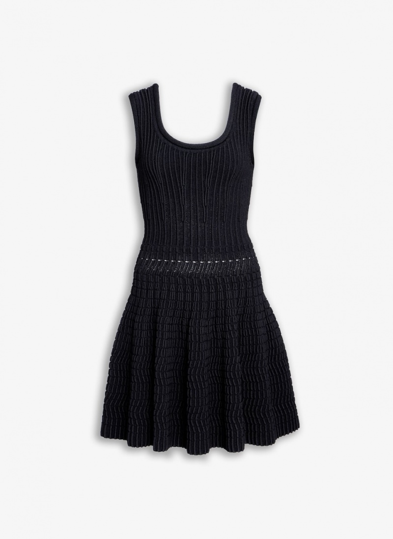 Alaia Knit Skater Kleid Damen Schwarz Österreich | G6V-2857