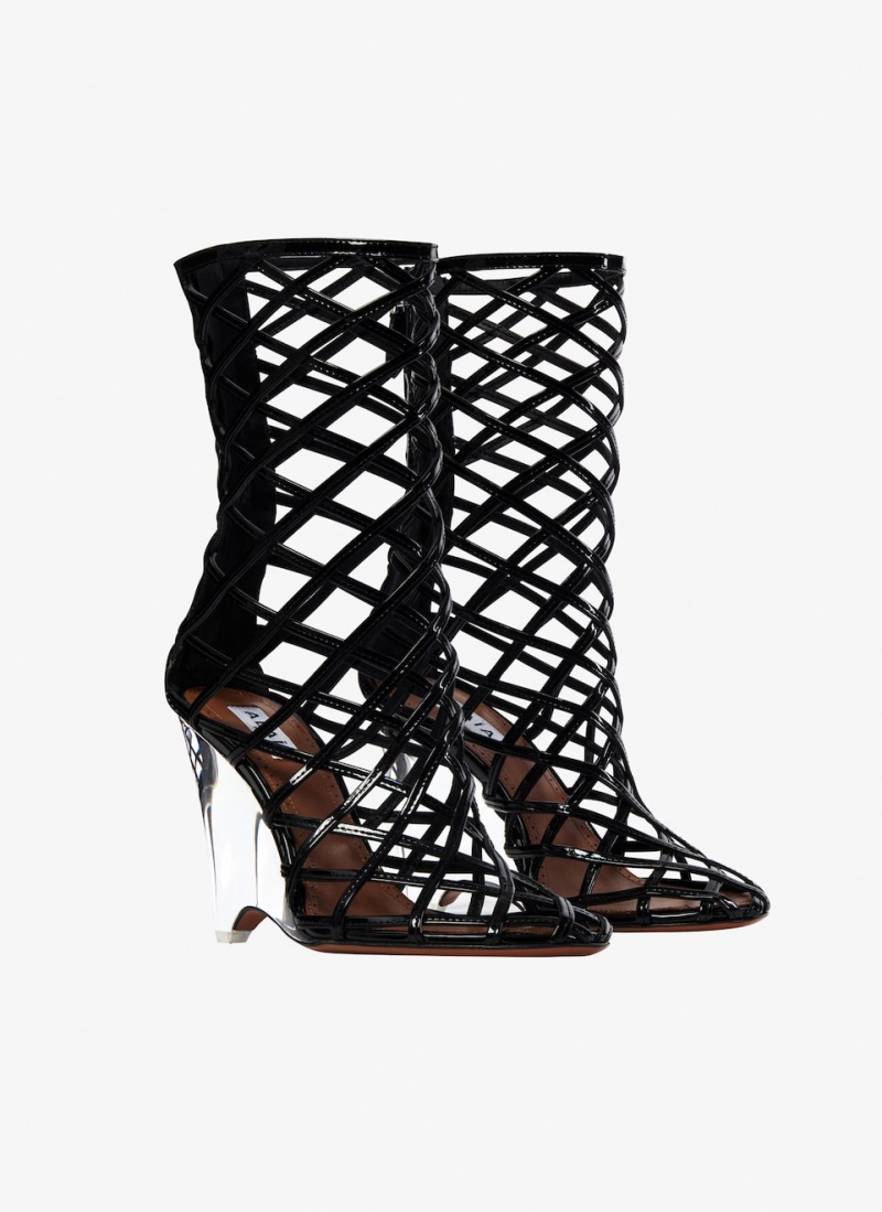 Alaia La Cage Wedge Stiefel Damen Schwarz Österreich | D6W-6869