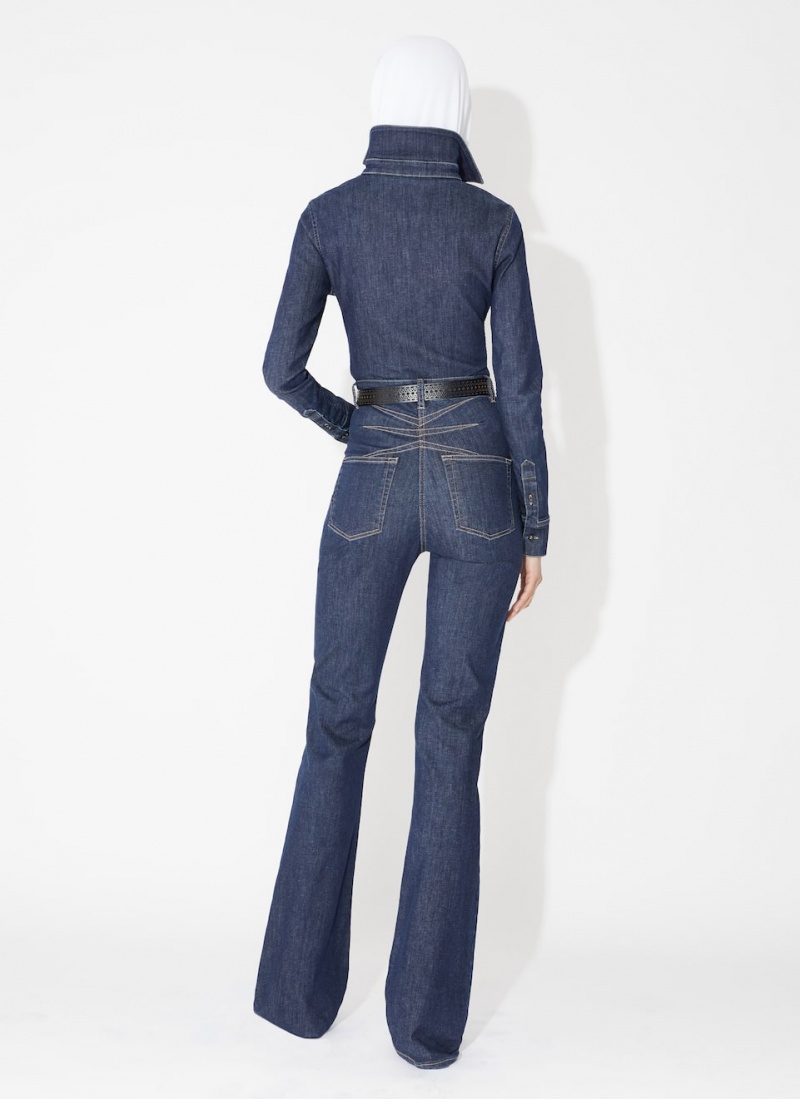 Alaia Long Bootcut Denim Hose Damen Blau Österreich | E6P-7877