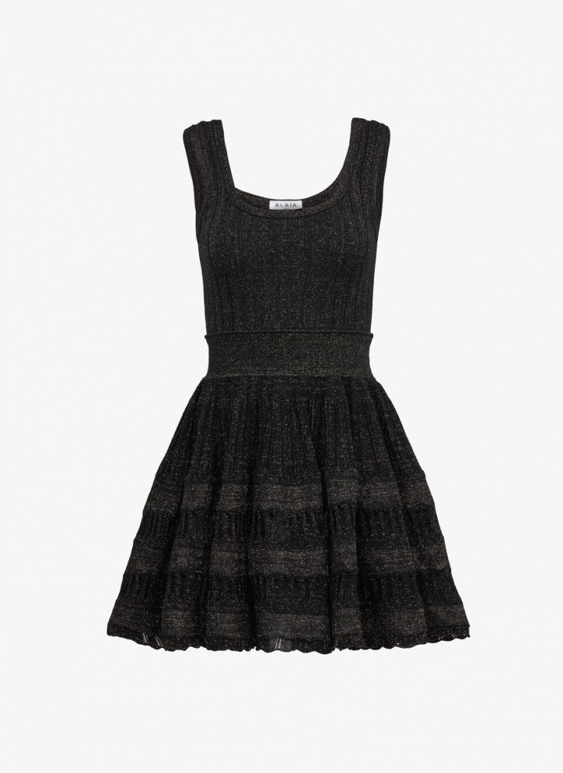 Alaia Lurex Crinoline Kleid Damen Schwarz Österreich | B8J-5468