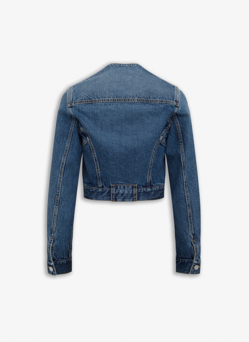 Alaia Nekcline Denim Jacken Damen Blau Österreich | D6Y-1043