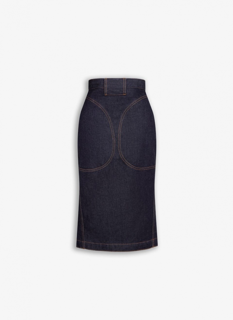 Alaia Pencil Denim Röcke Damen Blau Österreich | C8Q-7212