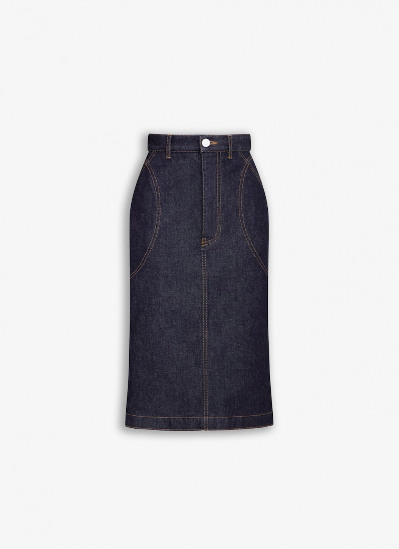 Alaia Pencil Denim Röcke Damen Blau Österreich | C8Q-7212