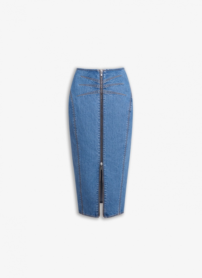 Alaia Pencil Denim Röcke Damen Blau Österreich | H0Q-6858