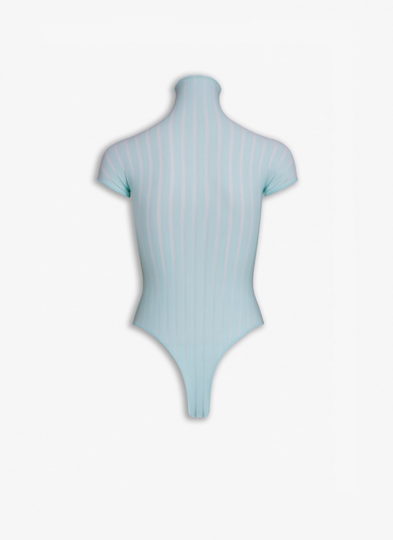 Alaia Sheer Stripes Body Bodys Damen Blau Österreich | N2P-0848