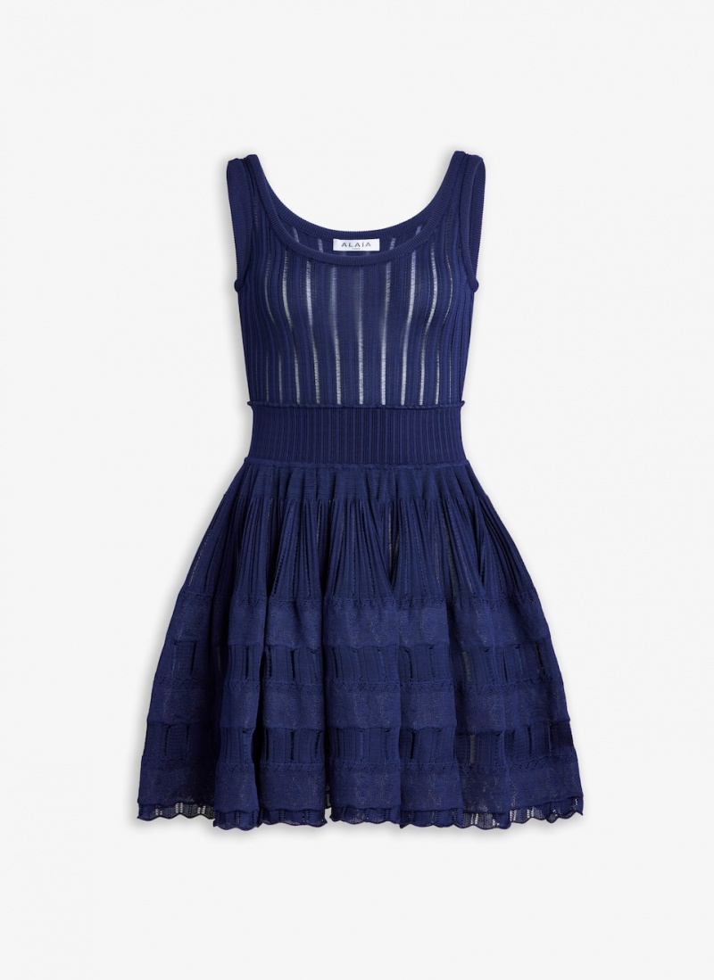 Alaia Shiny Crinoline Kleid Damen Blau Österreich | J4R-5485