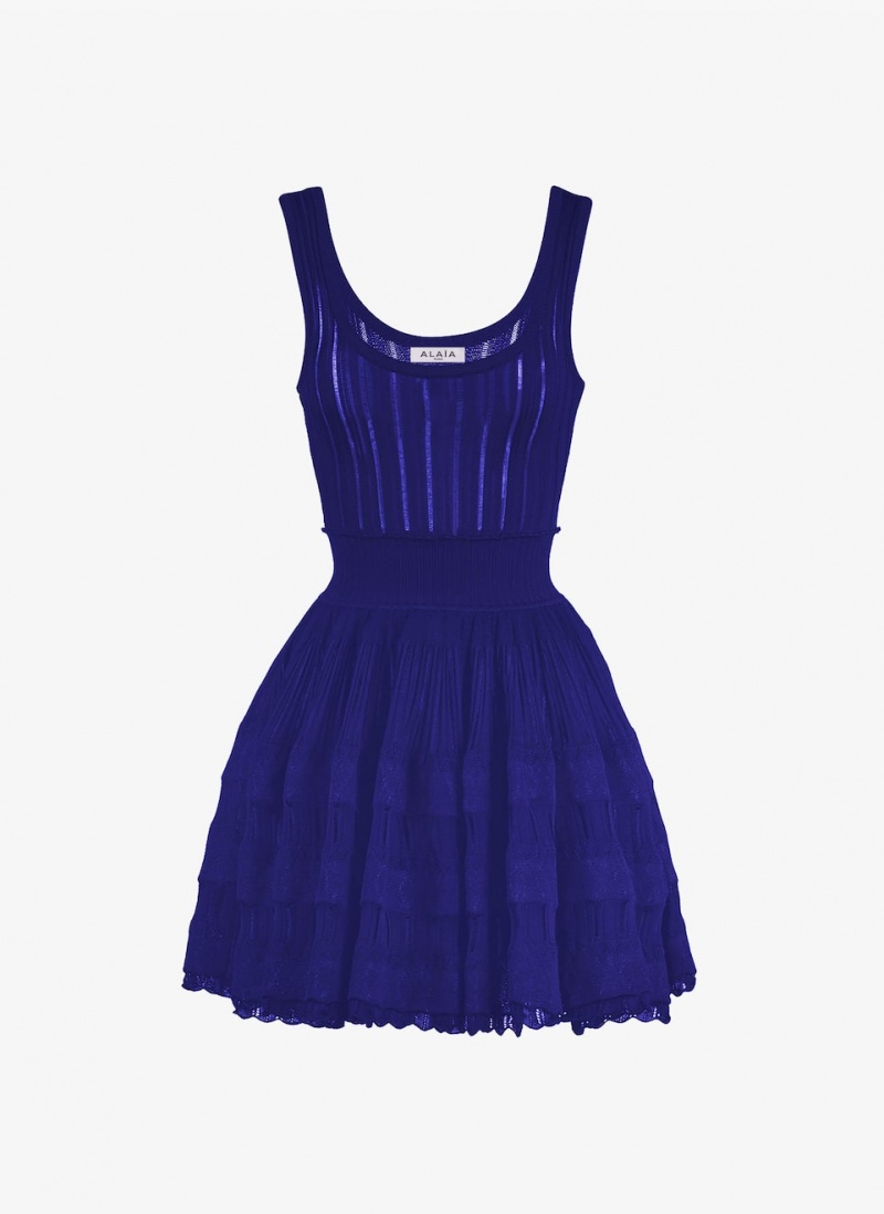 Alaia Shiny Crinoline Kleid Damen Blau Österreich | G2F-3354