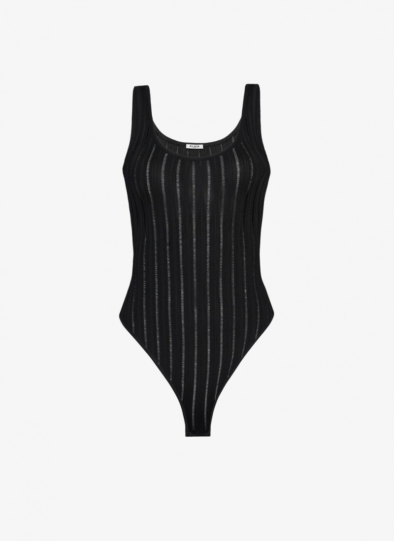 Alaia Shiny Crinoline Tank Body Bodys Damen Schwarz Österreich | M0O-7802